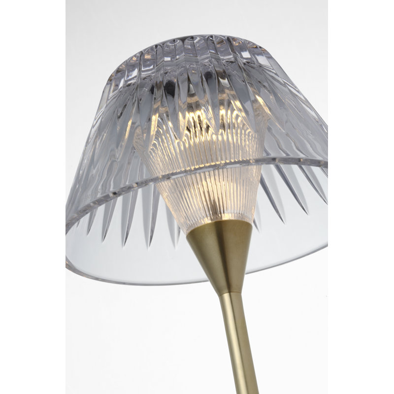 Waterford Blaze Rechargeable Table Lamp with Clear Crystal, 11.5" H x 5.75" W x 5.75" D, Gold