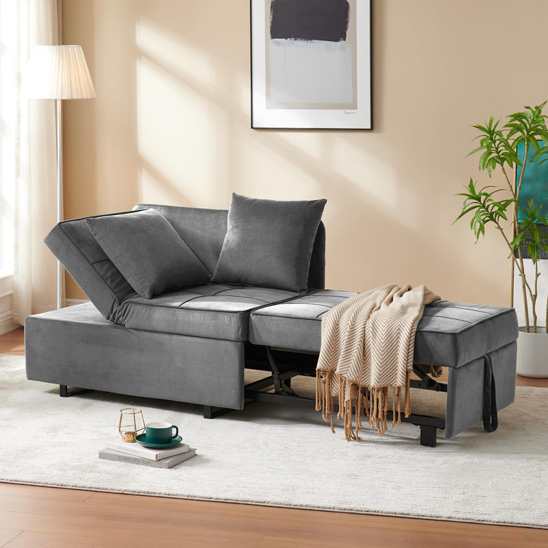 4-in-1 Convertible Sleeper Sofa Bed, Light Gray