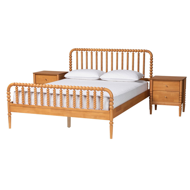 Ensemble de chambre à coucher 3 pièces Lucera, Grand, Brun chêne