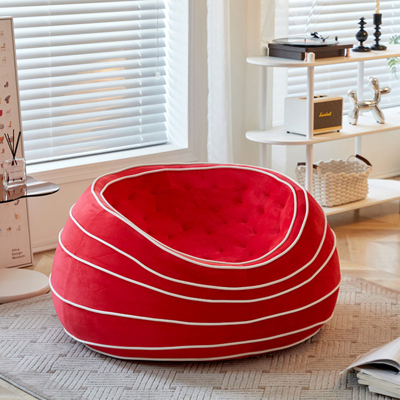 Fauteuil à billes Simple, Velours rouge