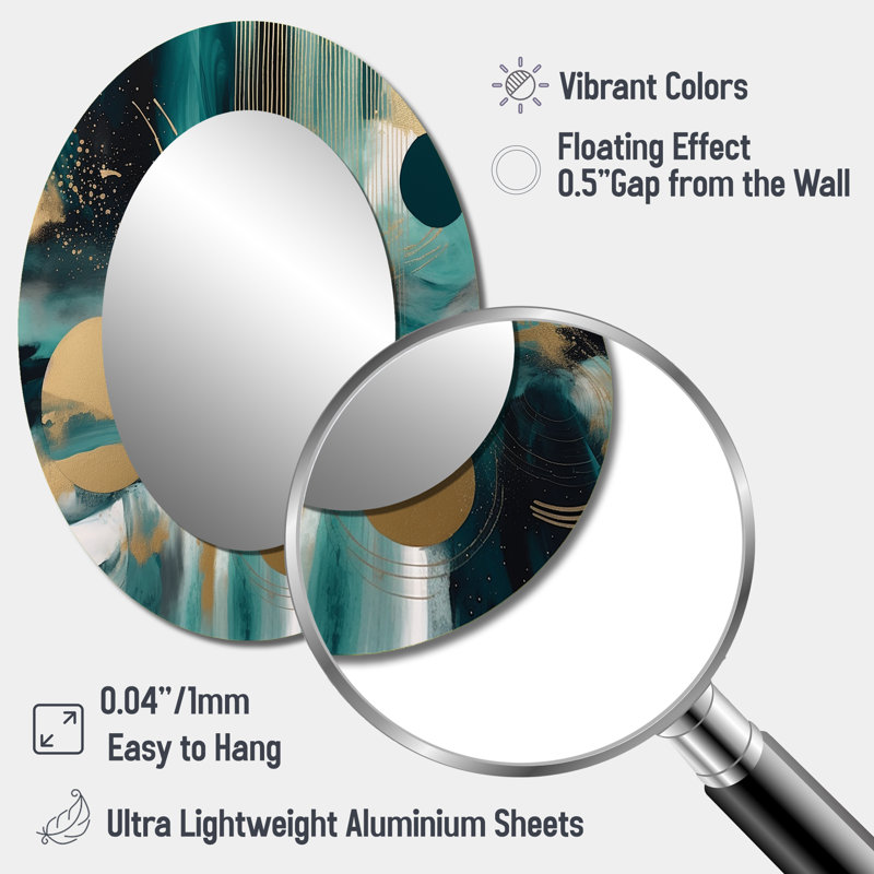 Miroir mural Vivid Emeral And Gold Contours Circles IV, 40 po x 30 po