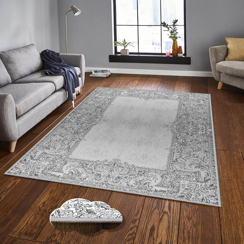 Stylish Woven Carpet, 4 x 6 Feet, 100% Polyester | Antibacterial, 3D Digital Printing, Non-Slip PVC Felt Dot Underside | Machine Washable, 0.4 in Pile Height, Perfect for Living Room & Bedroom Decor