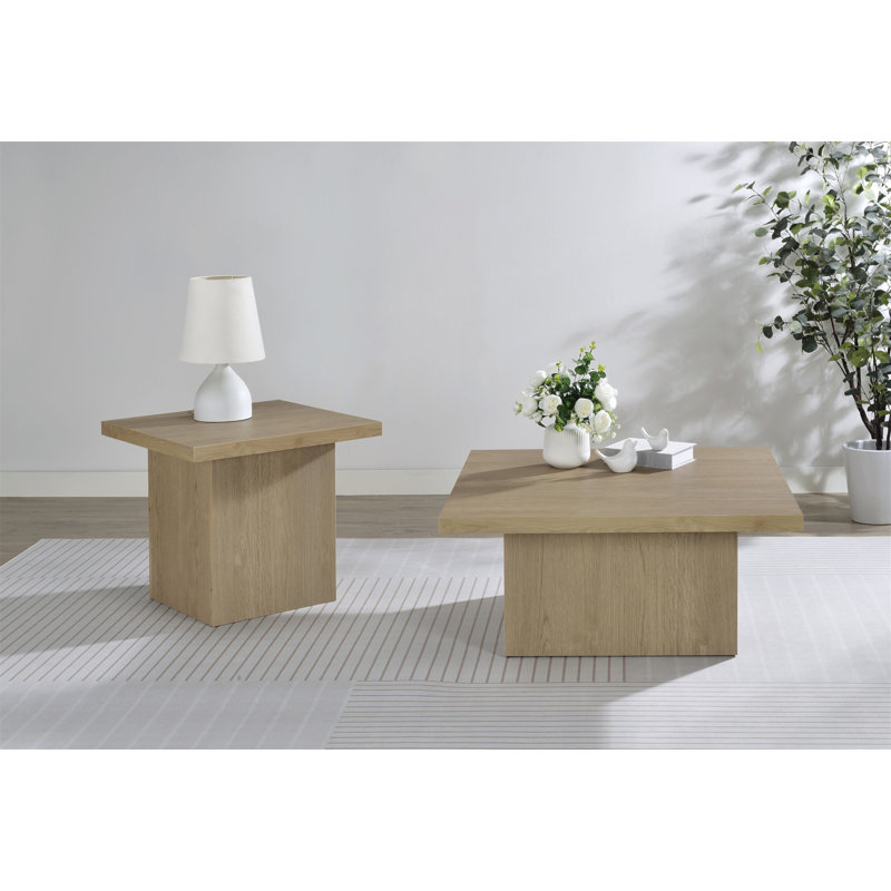 2-Piece Square Cocktail Coffee End Table Set