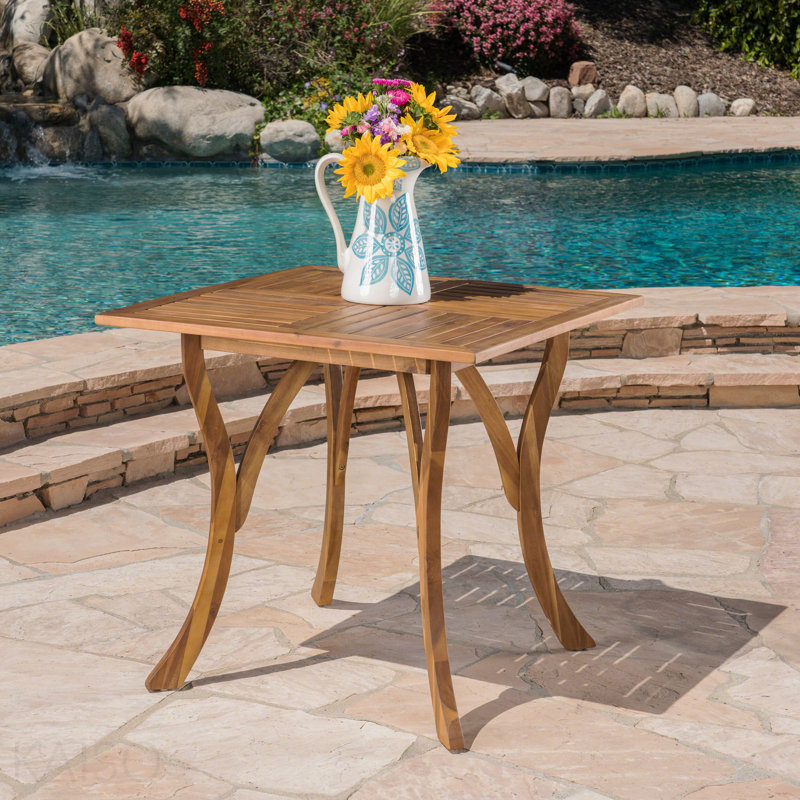 Table de salle à manger d'extérieur carrée en bois d'acacia - L 31,50 po x l 31,50 po x H 30,00 po - brun naturel