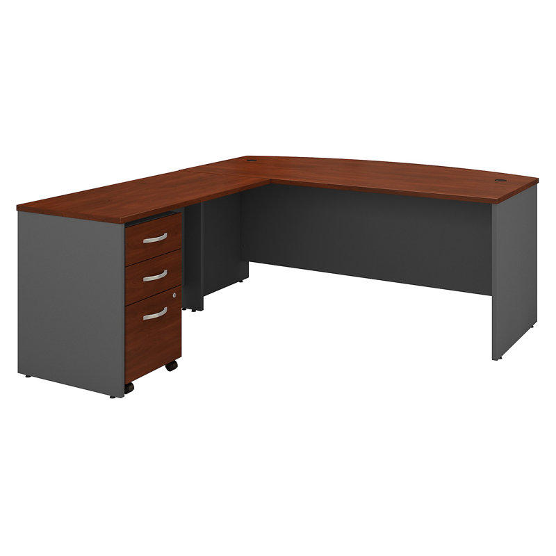 Series C 72W Bow Front L Shaped Desk with 48W Return and Mobile File Cabinet