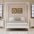 Solid Wood King Size Canopy Bed Frame with Four Poster Support, No Box Spring Needed, Elegant White Finish