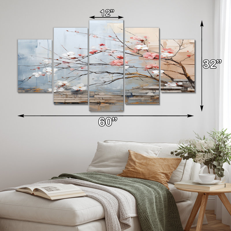 «Yoga Serene Zen Pastel I», reproduction d'art murale abstraite - 5 panneaux