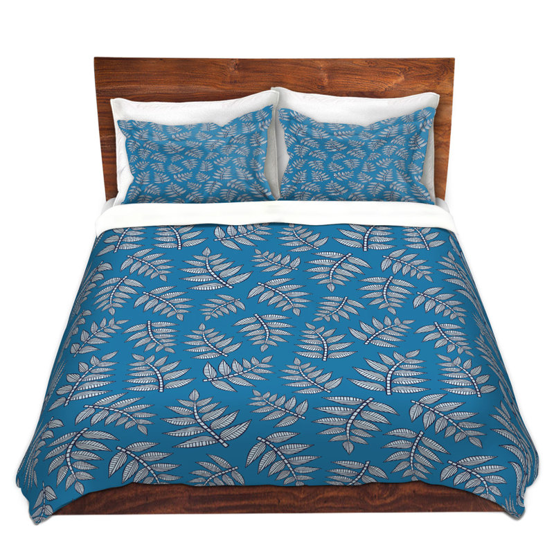  Ensemble de housse de couette Leaves, 1 housse de couette grand + 2 taies standards, Rose / Gris