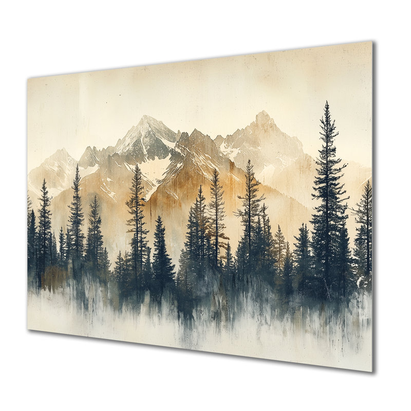 Timber and Peaks Mountain Simplicity In Winter I - Décoration murale en métal, H 24 po x l 32 po