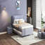 Lit plateforme double avec lit gigogne multifonctionnel, gris, robuste et confortable-151195620