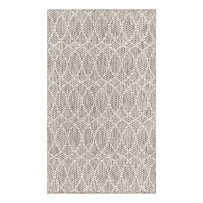 Light Gray Gitter Indoor/Outdoor Trellis Rug, Rectangle 3' x 5'3"