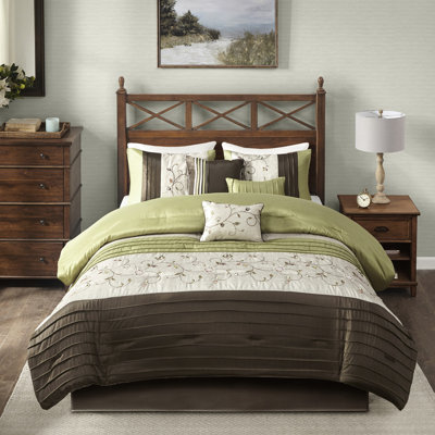 Édredon très grand 7 pièces - Option de literie élégante Les garnitures de broderie comprennent un édredon, des taies décoratives, des oreillers, une jupe de lit Ensemble lavable à la machine