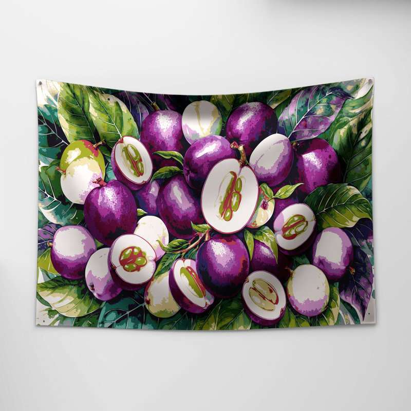 Tapisserie murale «Fruit mangoustan», 51 po x 60 po