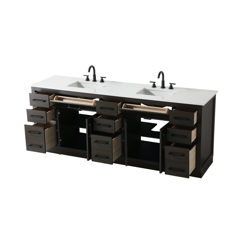 Meuble-lavabo double 84 po Ahner, Brun moka