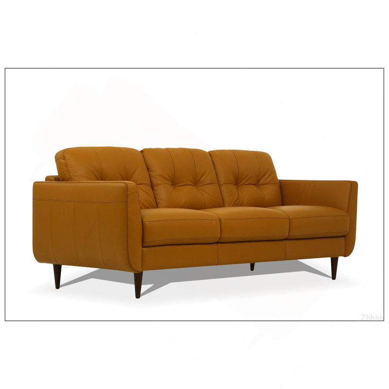 Radwan Camel Leather Sofa (Assembled)