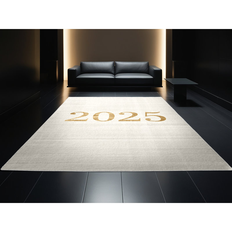 Tapis beige moderne et contemporain lavable à la machine Bleigh New Years, 5 x 8