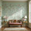 Papier peint floral, décoration murale oiseaux verts-625660173-625660172