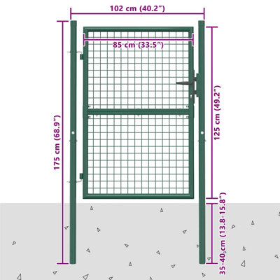vidaXL Fence Gate Steel 100x125 cm Green