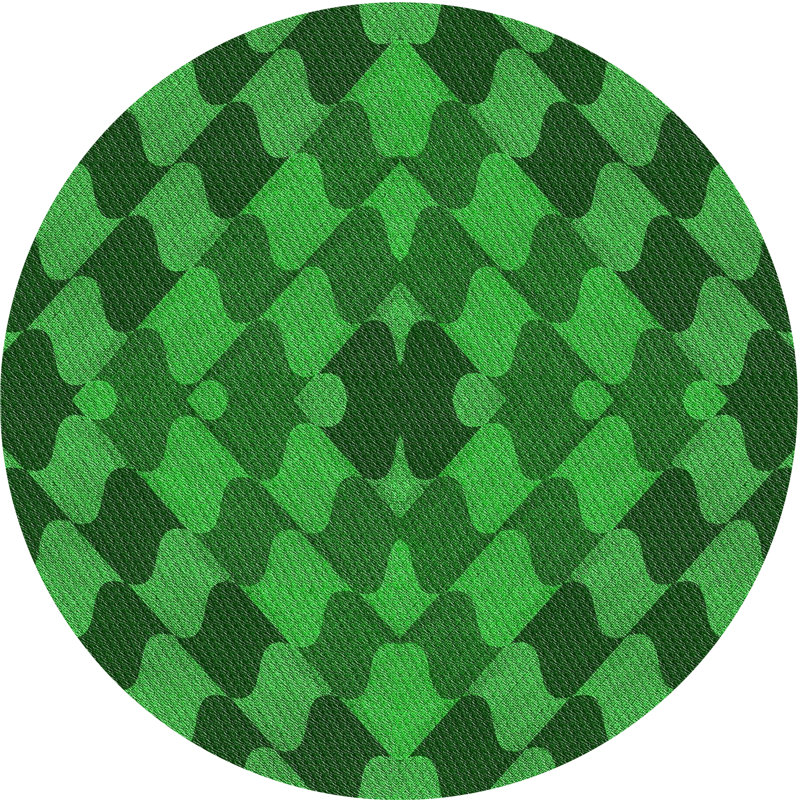 Tapis vert à motif abstrait, Rond 7 pi