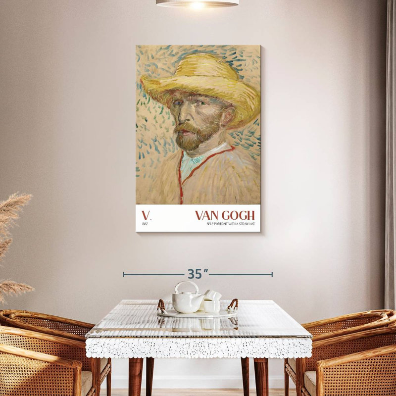 Autoportrait avec un chapeau de paille Van Gogh, H 45 po x l 30 po