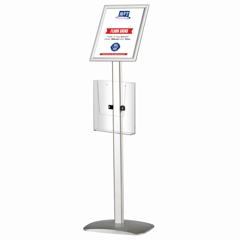 Porte-affiche courbé, H 39,37 po x l 9,84 po x P 11,81 po, Argent