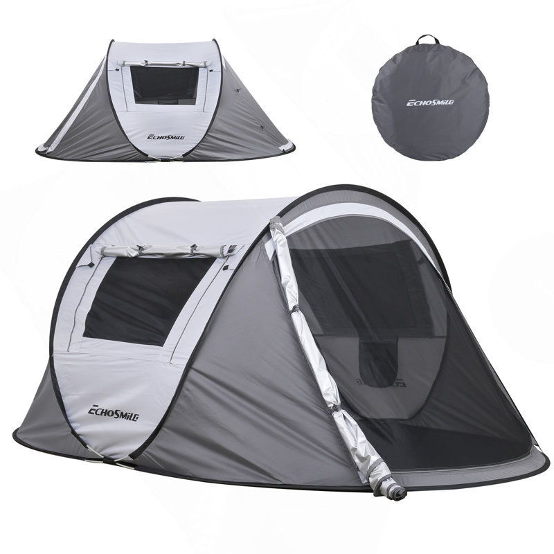 Tente de camping 2 personnes Pop Up, Blanc / Gris