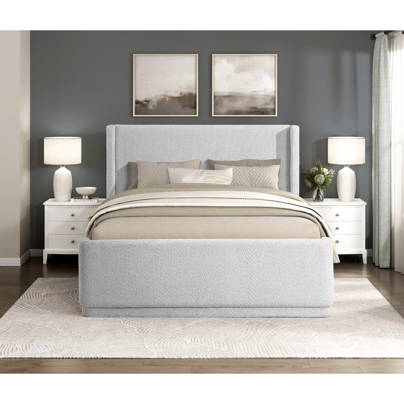 Zara Fully Upholstered Platform Bed, California King, Gray