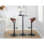 Tabouret de bar réglable avec pivot en métal, bois d'acajou et similicuir avec repose-pieds arrondi en T - ensemble de 3-413943630-413943645