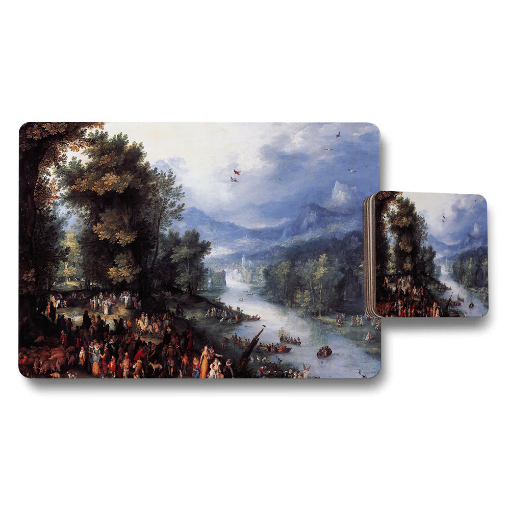 Landscape Painting Placemats And Coaster Set For Dining Tables