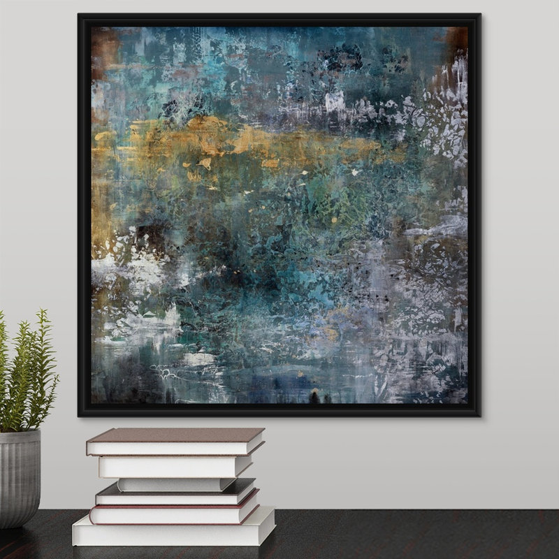 « field of vision », peinture sur toile, H 17,7 po x l 17,7 po x P 1,75 po, Cadre flottant noir