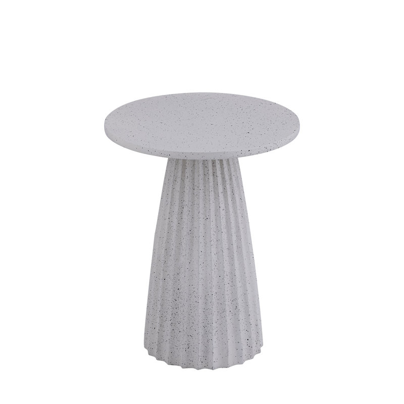 Table d'appoint en aluminium avec base à texture ciseau, Plateau blanc / base grise, H 20 po x l 16 po x P 16 po