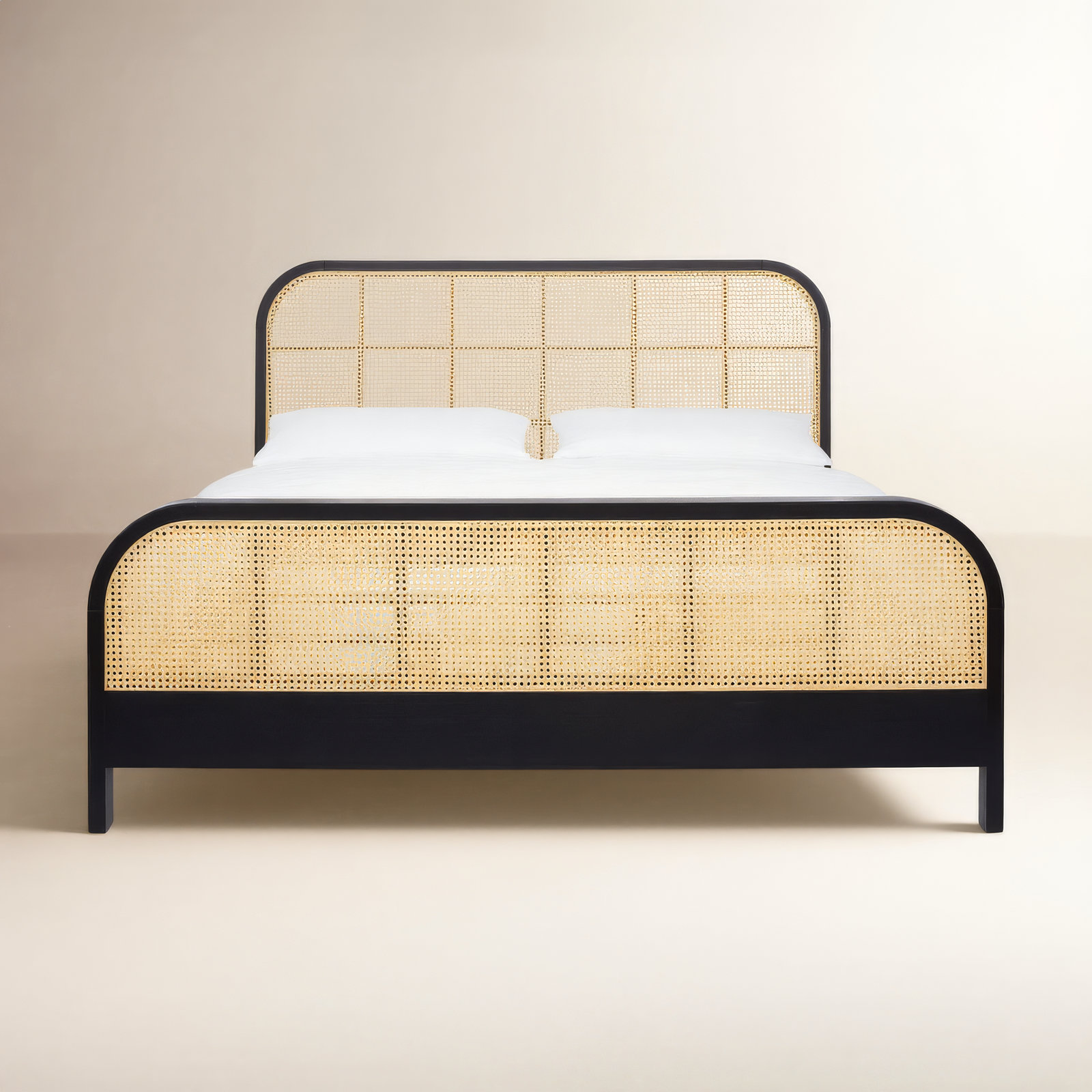 Cane Platform Bed, Black, King
