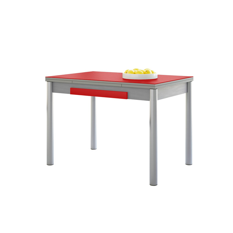 Kitchen Table With Black Wings, Round Legs, 90X50cm (Crystal), Red