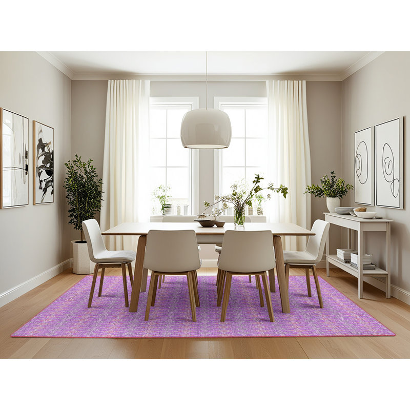 Tapis de zone rose à motif, Rectangle 7 pi x 10 pi