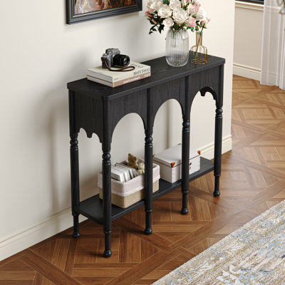 39" Solid Wood Console Table With Arch Design