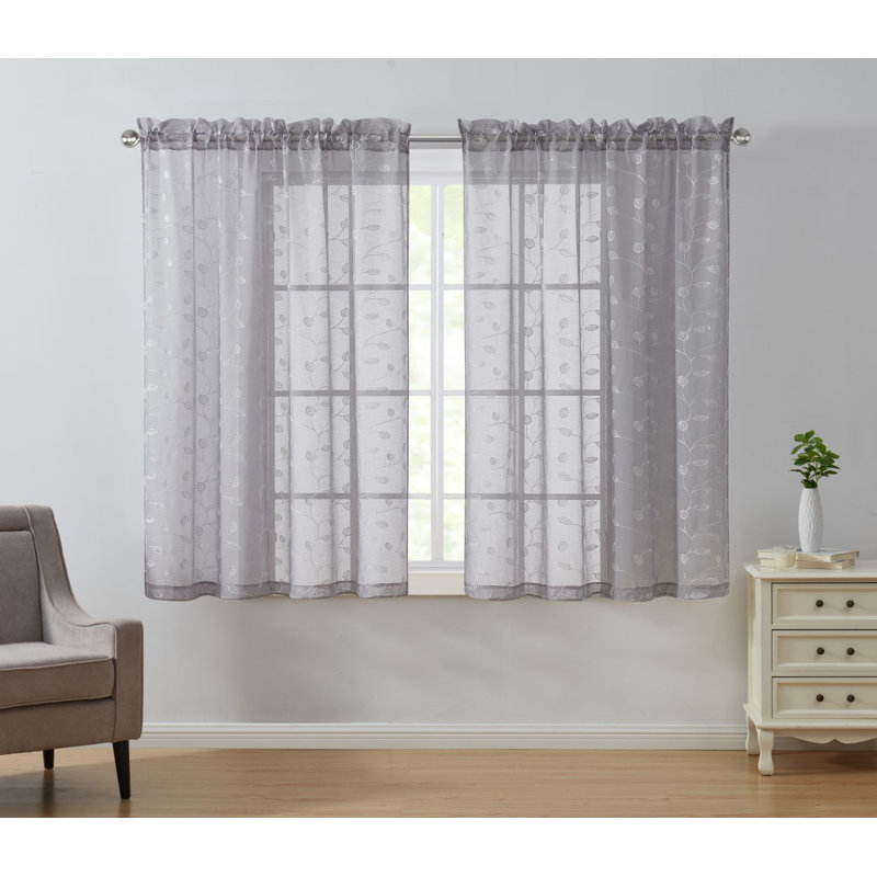 Ensemble de rideaux transparents 2 pièces Eva, Gris, L 54 po x L 63 po