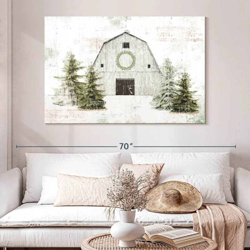 Lilie Wooded Holiday Barn, H 34 po x l 51 po