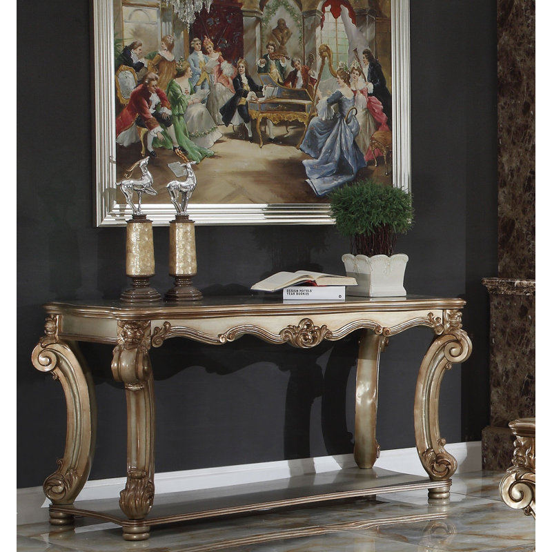 Gaenor Console Table, Gold Patina, 30" H x 58" W x 26" D