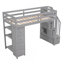 Lit mezzanine simple avec tiroirs et tiroirs de rangement, lit mezzanine en bois avec tablettes - gris-1915896925