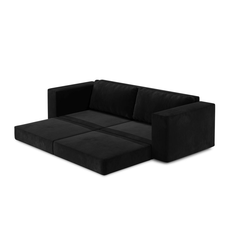 Donatella 4 Seater Velvet Sofa Bed, Black
