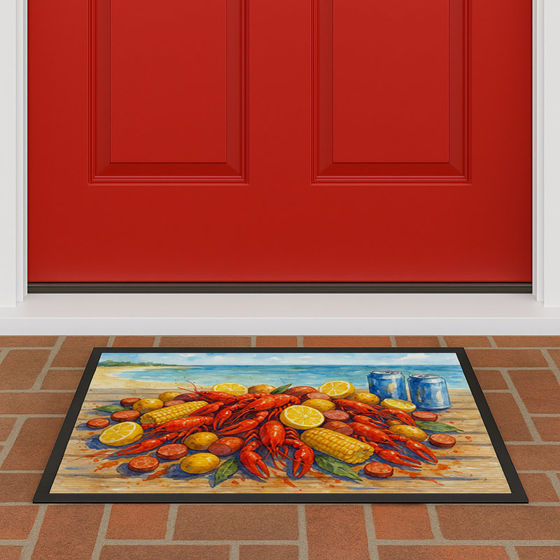 Crawfish on the Beach Doormat, 24" W x 36" L