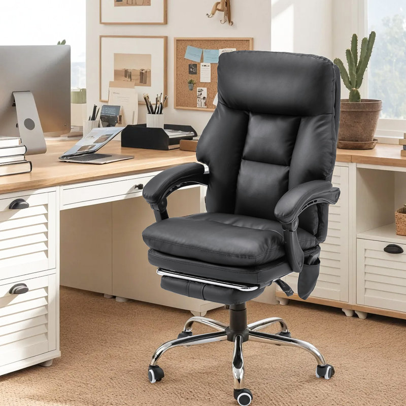 Chaise de bureau ergonomique avec 6 points de vibration, réglable en hauteur et en angle, Noir