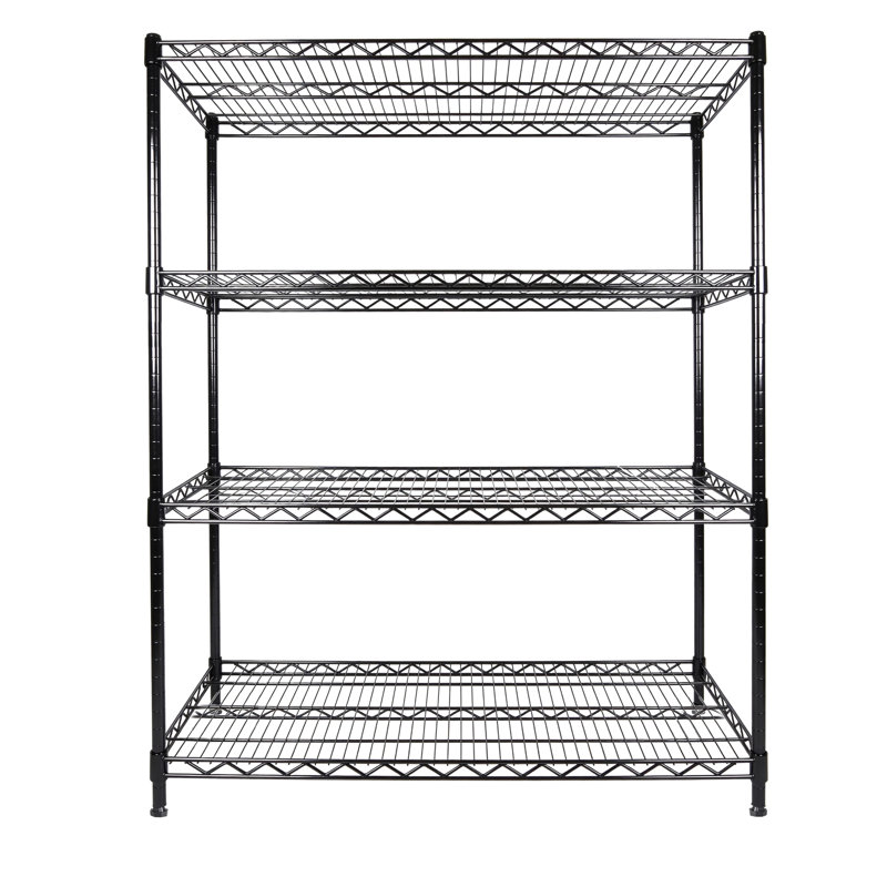 Étagère de garage robuste à roulettes de 55,5 po de largeur avec support à 4 niveaux réglable, capacité de 2 400 lb, étagère à roulettes industrielle, noir