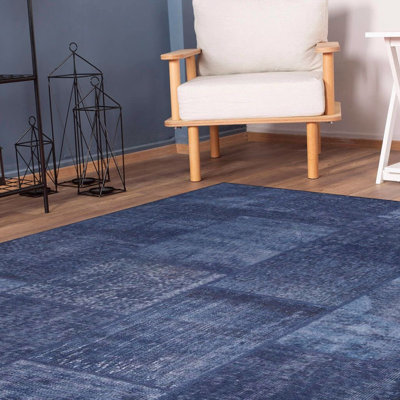 Tapis luxueux lavable à la machine, 4,9 x 7,5 pieds, 100% polyester, 1850 g / m², hauteur des poils: 0,2 pouce | Envers écologique en polyester recyclé | Parfait pour le salon et la chambre à coucher, conception douce et durable
