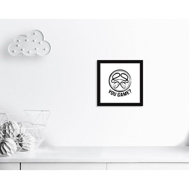 Décoration murale pour enfants avec emblème de jeu, H 18 po x l 18 po x P 0,63 po, Cadre noir