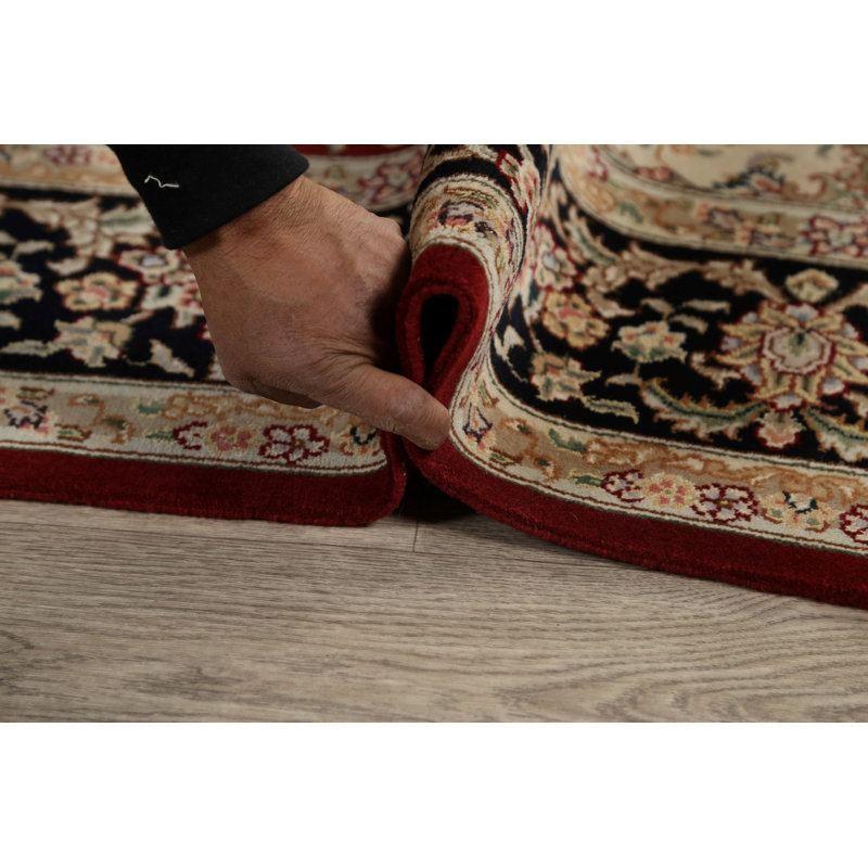 Tapis rouge noué à la main de conception unique 5 pi 9 po x 8 pi 10 po New Age