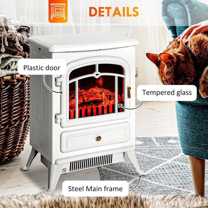 Electric Fireplace Heater, White