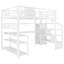  Lit mezzanine double en métal, bureau en L et garde-robe d'escalier à DEL avec station de charge pour chambre de fille, blanc-1985317964