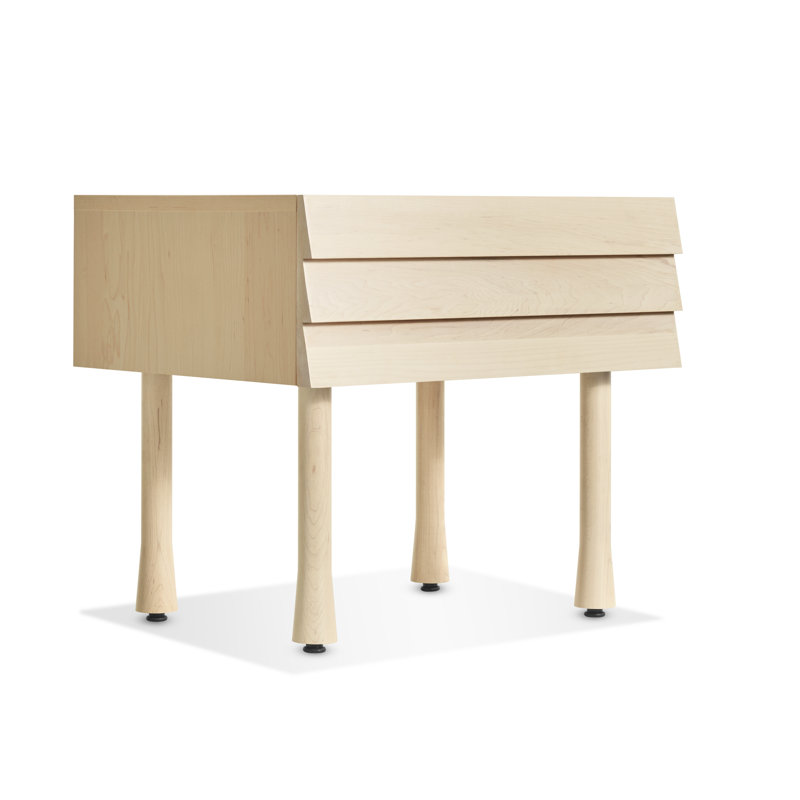 Lap 1 - Drawer Solid Wood Nightstand, Whitewashed Maple / Whitewashed Maple