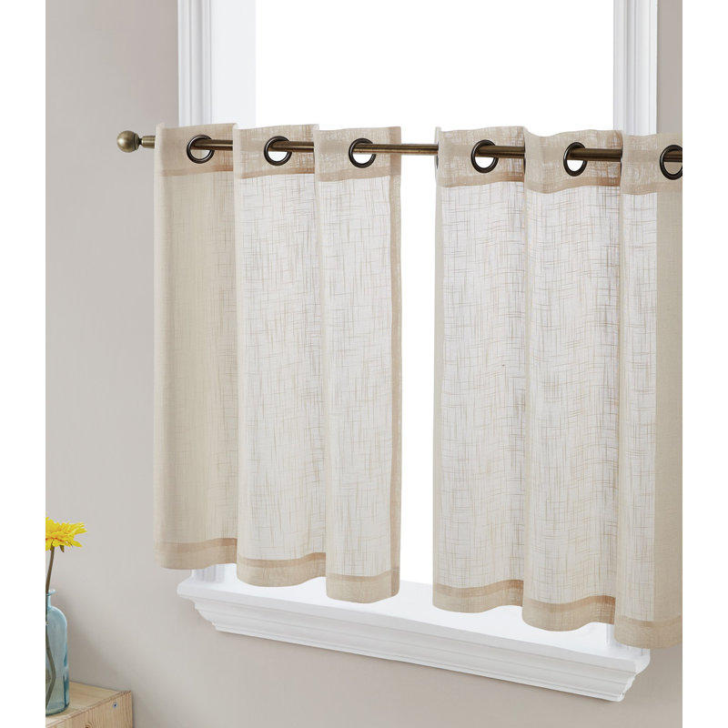 Aleksander Tailored Cafe Curtain, Beige, 35" W x 24" L
